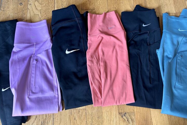 A selection of Nike leggings tested by the author, Jane McGuire