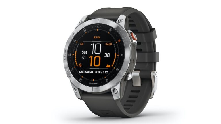 Garmin Epix 2 Steel watch on white background