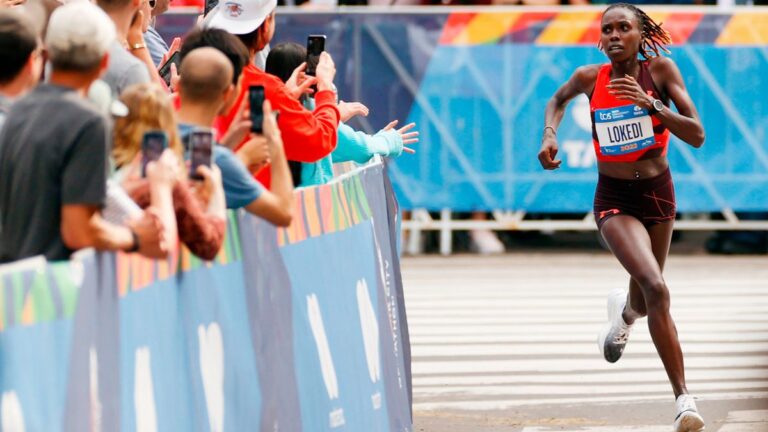 Sharon Lokedi of Kenya competes in the Women